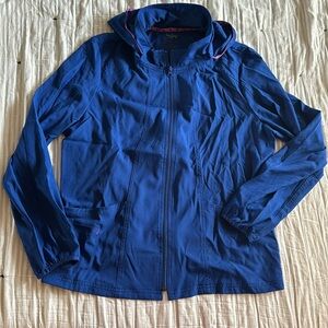 Royal blue heart soul scrub jacket with removable hood xl